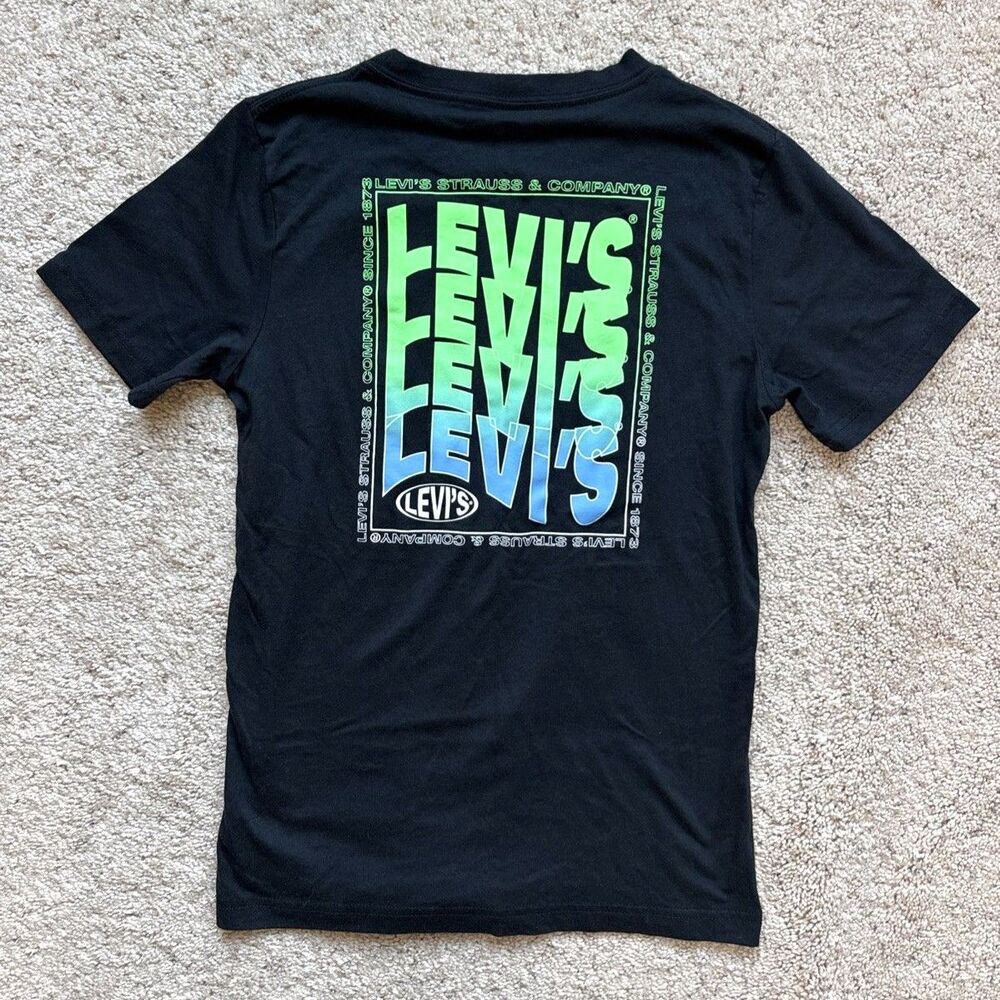 Levi's Boys Tee Shirt L 14/16 Black Trademark Logo Short Sleeve Skater Spring - Picture 4 of 5